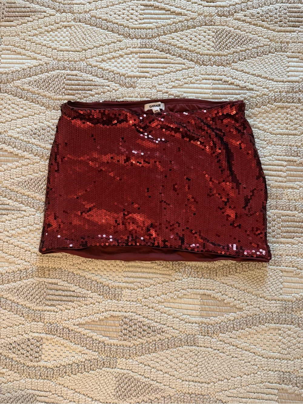 Garage Red Sequin Mini Skirt